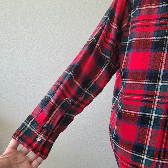 Old Navy Checked Women's The Boyfriend Shirt Button Up Sz‎ Medium Petite Preppy - Picture 8 of 13